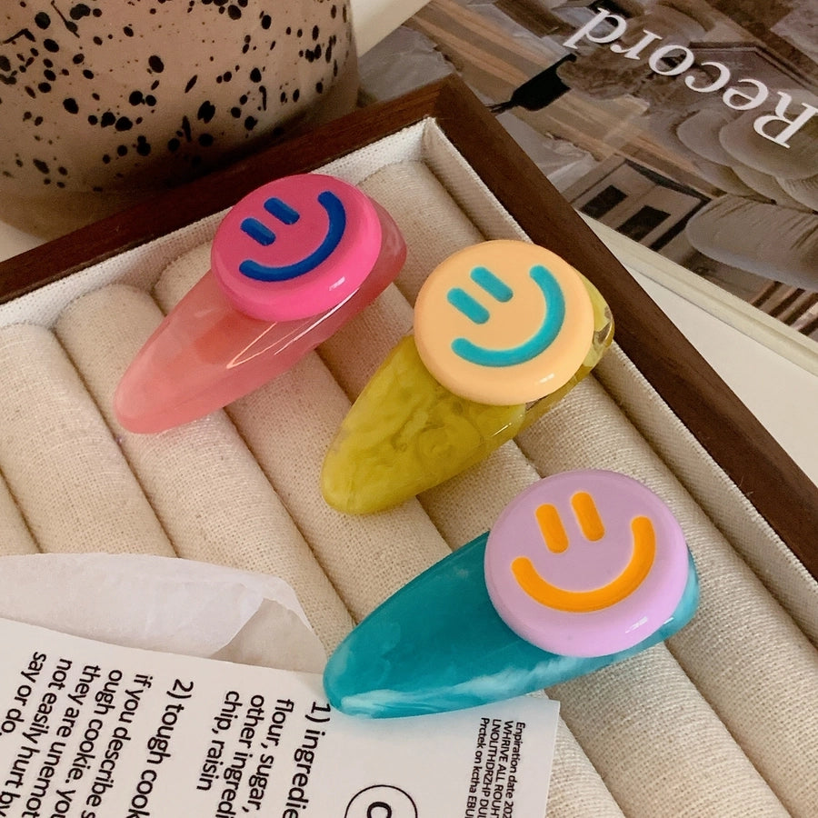 cute simple style Smile face arylic hair clip