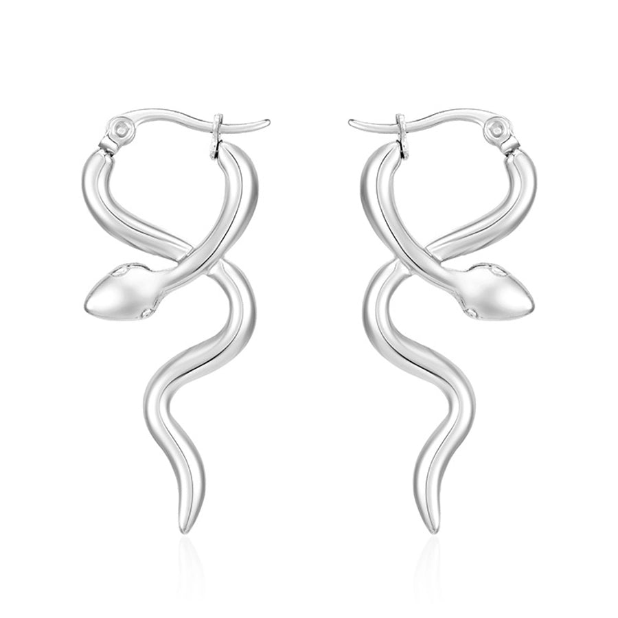 1 Pair IG Style Snake 304 Stainless Steel Earrings