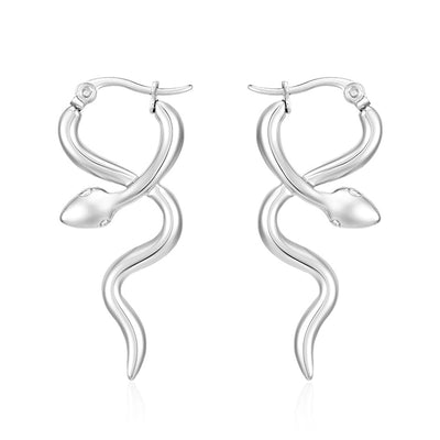 1 Pair IG Style Snake 304 Stainless Steel Earrings