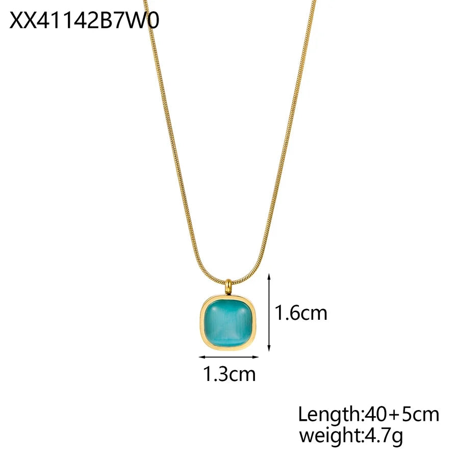 Jewelry Simple Style Bow Knot 304 Stainless Steel natural stone 18K Gold Plated Pendant Necklace