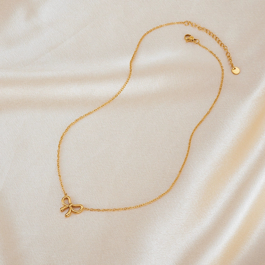 Jewelry IG Style Simple Style Bow Knot 304 Stainless Steel Pendant Necklace