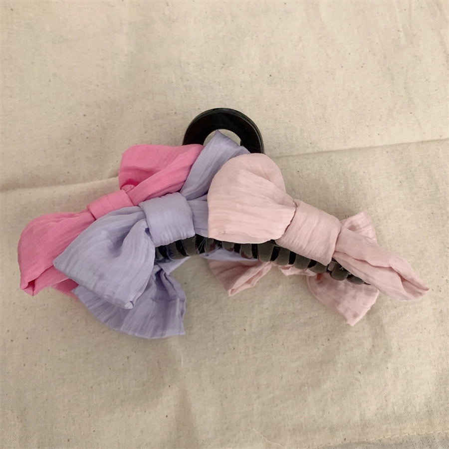 Women's Korean Style Bow Knot Plastic Cloth Hair Claws