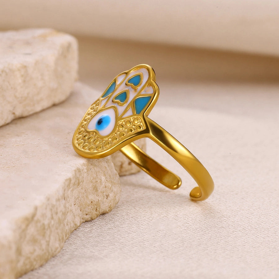 Jewelry Classical Funny Romantic Palm Eye 304 Stainless Steel Enamel Stainless Steel Rings