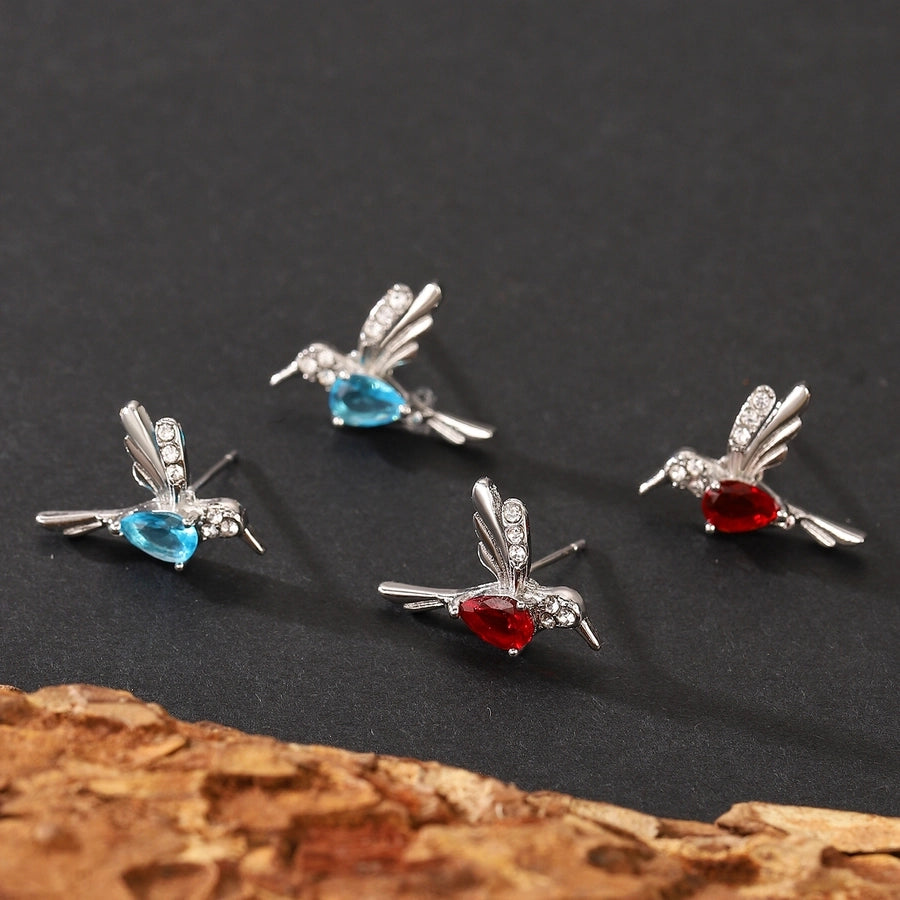 1 Pair Simple Style IG Style Hummingbird Plating Inlay Copper Zircon Ear Studs