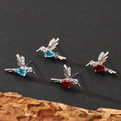 1 Pair Simple Style IG Style Hummingbird Plating Inlay Copper Zircon Ear Studs