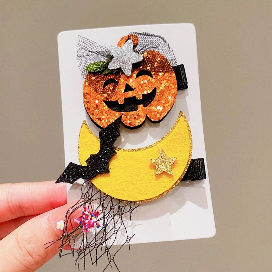 Halloween Cute Funny Women's Pumpkin Cat Bow Knot Hair Clip