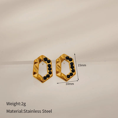 1 Pair Elegant Vintage Style Geometric 304 Stainless Steel Zircon Ear Studs