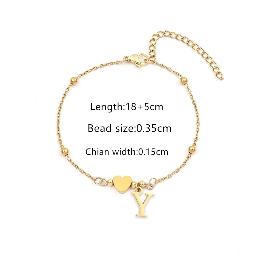 Casual Simple Style Classic Style Letter Heart Shape 201 Stainless Steel 304 Stainless Steel Bracelets In Bulk