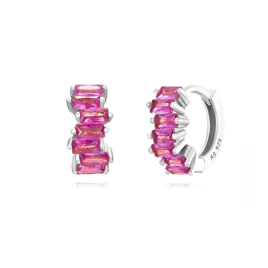 1 Pair Elegant Cute Shiny Geometric Copper Zircon 24K Gold Plated Hoop Earrings