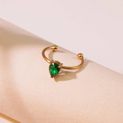 Jewelry Tropical Simple Style Cool Style Triangle Geometric 304 Stainless Steel Artificial Rhinestones 18K Gold Plated Inlay Open Rings