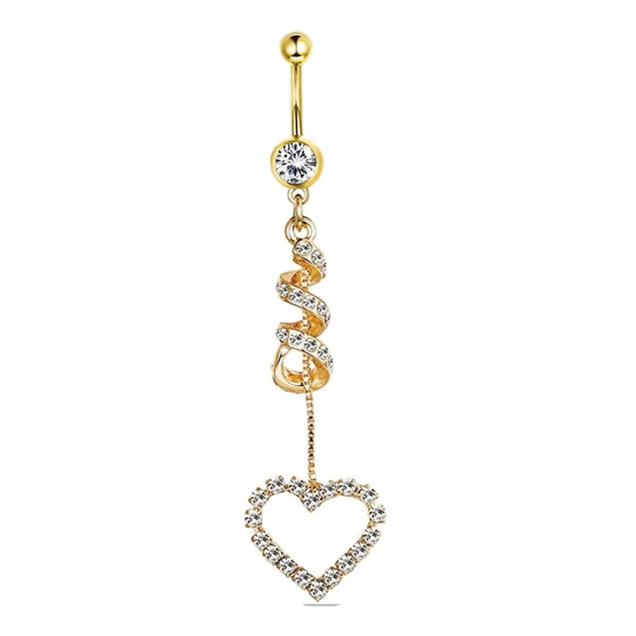 1 Piece Belly Rings Simple Style Shiny Round Heart Shape Bow Knot 316L Stainless Steel  Inlay Zircon