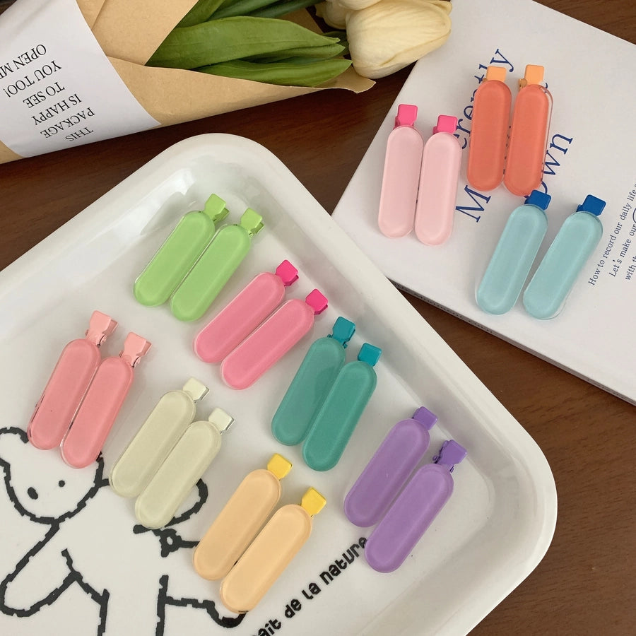 Women's Cute Sweet Korean Style Oval Plastic Resin Handmade Hair Clip