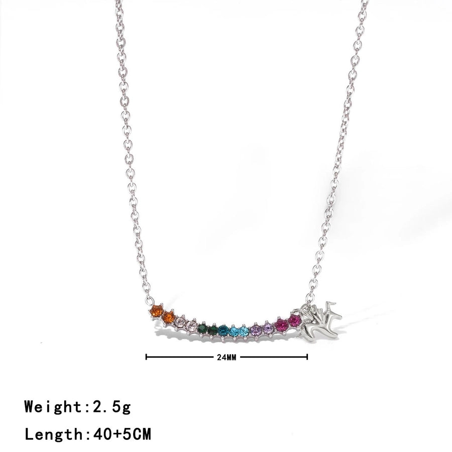 Jewelry Luxurious Sweet Commute Color Block 304 Stainless Steel Zircon White Gold Plated Gold Plated Inlay Pendant Necklace