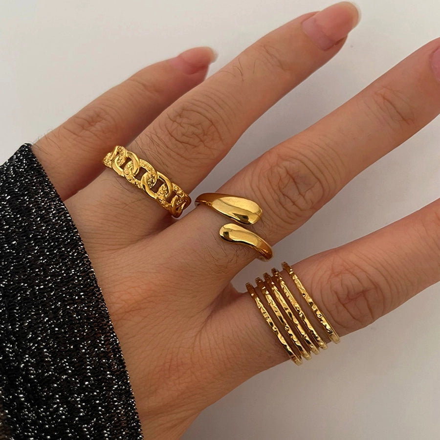 Jewelry IG Style Nordic Style Commute Solid Color 316L Stainless Steel  18K Gold Plated Irregular Open Rings