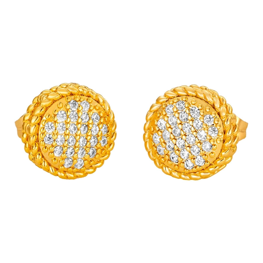 1 Pair Hip-Hop Retro Round Plating Inlay Copper Zircon Ear Studs