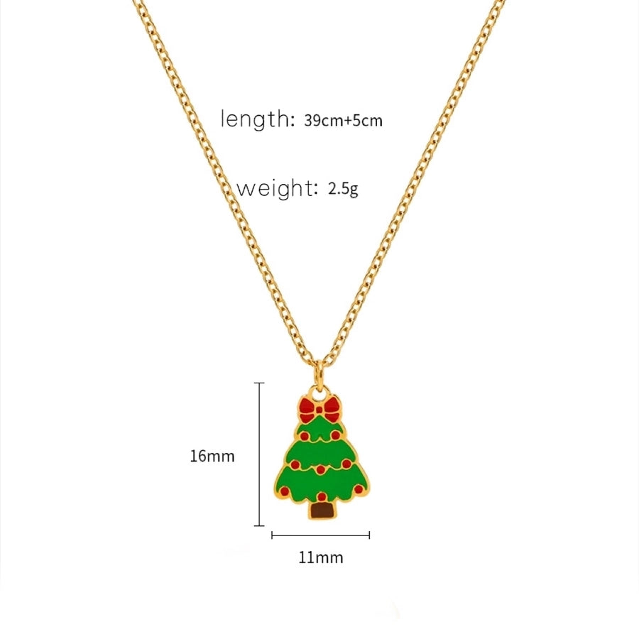 Jewelry Cute Christmas Hat Christmas Tree Christmas Socks Titanium Steel 18K Gold Plated Plating Pendant Necklace