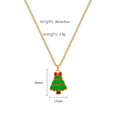 Jewelry Cute Christmas Hat Christmas Tree Christmas Socks Titanium Steel 18K Gold Plated Plating Pendant Necklace