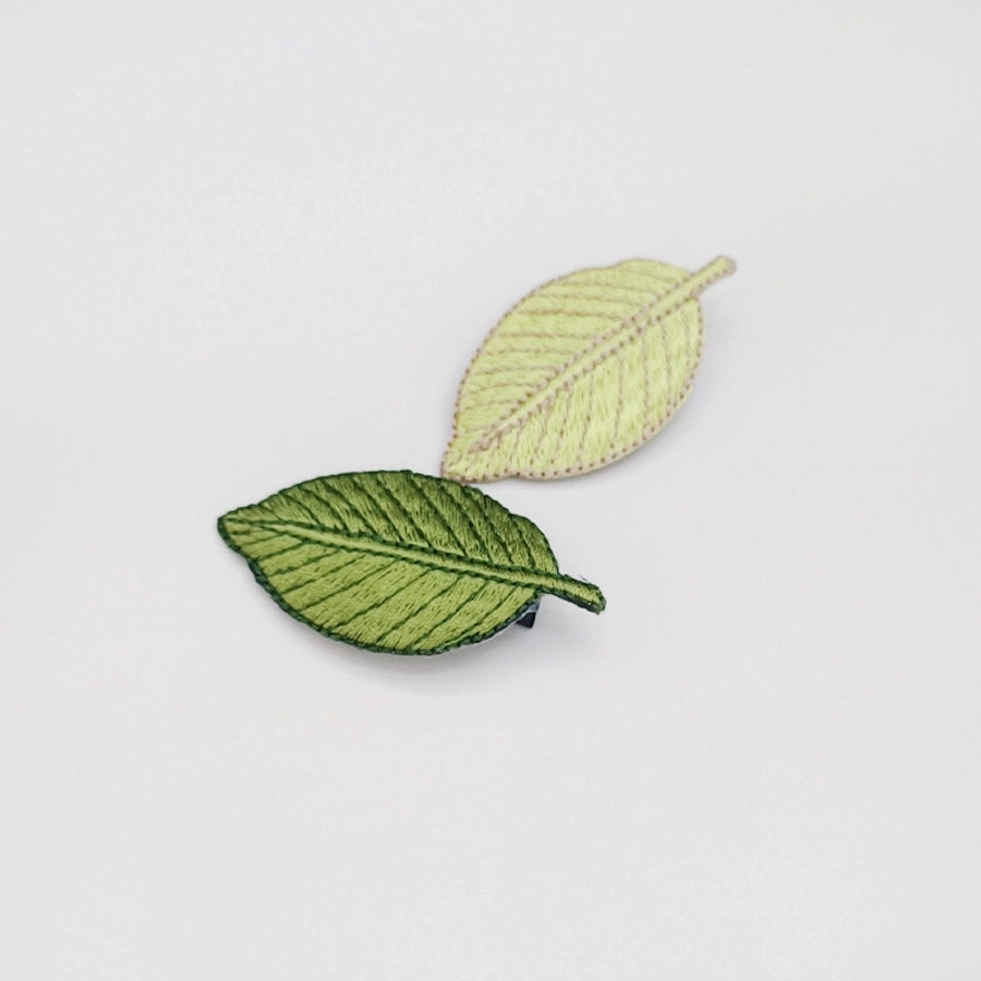 Green leaves embroidered hairpin sweet side clip Sen women's literary retro hairpin small fresh clip