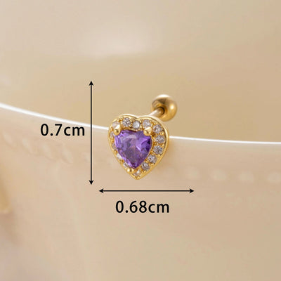 1 Piece Classic Style Heart Shape Inlay Copper Zircon Ear Studs