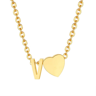 Jewelry Simple Style Commute Letter Heart Shape 201 Stainless Steel Plating Pendant Necklace