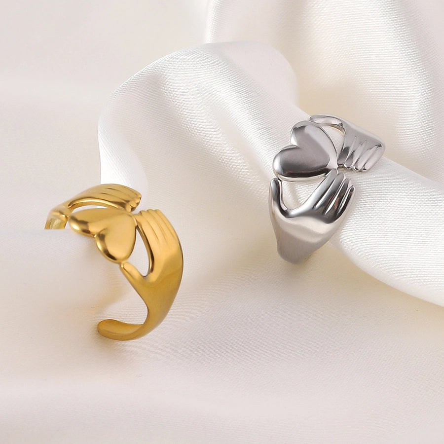 Jewelry Elegant Heart Shape Titanium Steel Open Rings