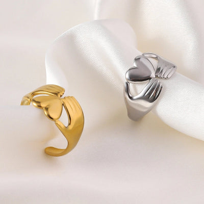 Jewelry Elegant Heart Shape Titanium Steel Open Rings