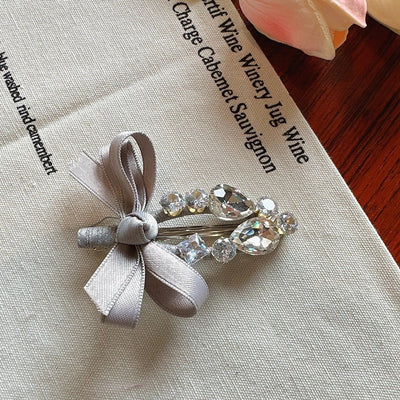 Korean Dongdaemun Hair Accessories Elegant Sweet Bow Rhinestone Hairpin Fashion Bangs Clip Side Clip Women's Side Hairpin