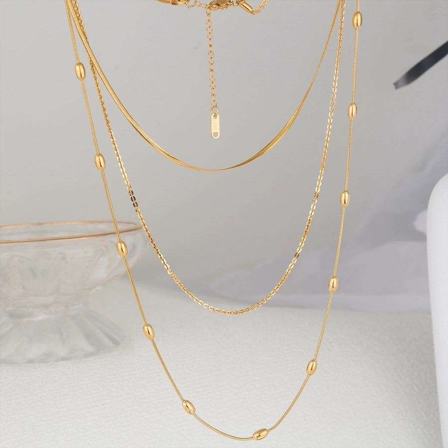 Jewelry Hip-Hop Streetwear Geometric 304 Stainless Steel Three Layer Necklace