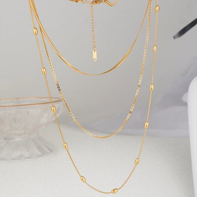 Jewelry Hip-Hop Streetwear Geometric 304 Stainless Steel Three Layer Necklace