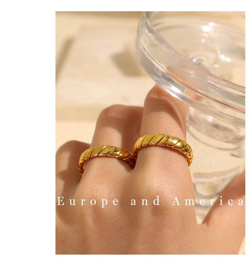 Jewelry Elegant Round 304 Stainless Steel 18K Gold Plated Polishing Plating Rings