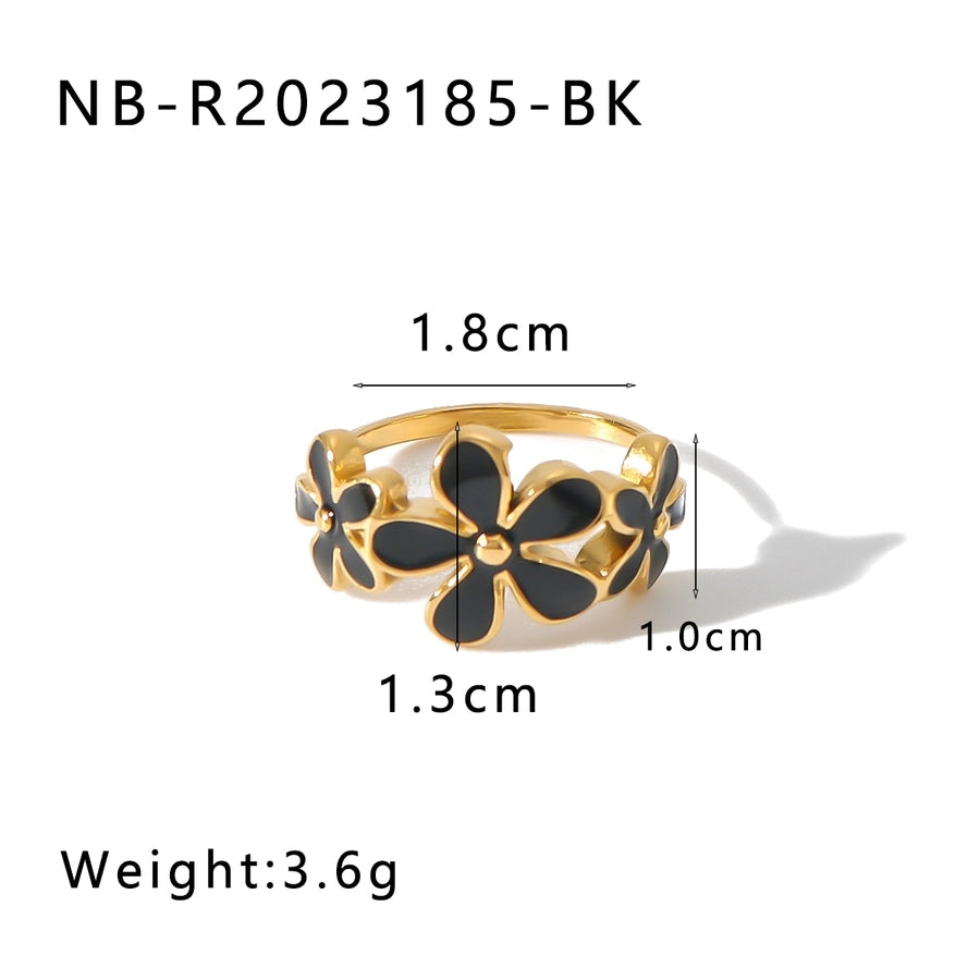 Jewelry IG Style Simple Style Classic Style Flower 304 Stainless Steel 18K Gold Plated Rings