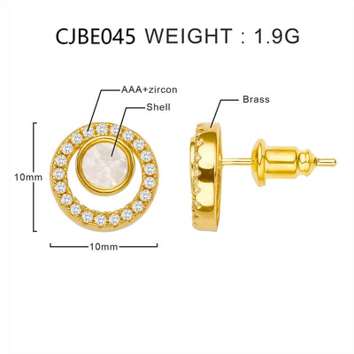 1 Pair IG Style Novelty Circle Hollow Out Inlay Copper Zircon Ear Studs