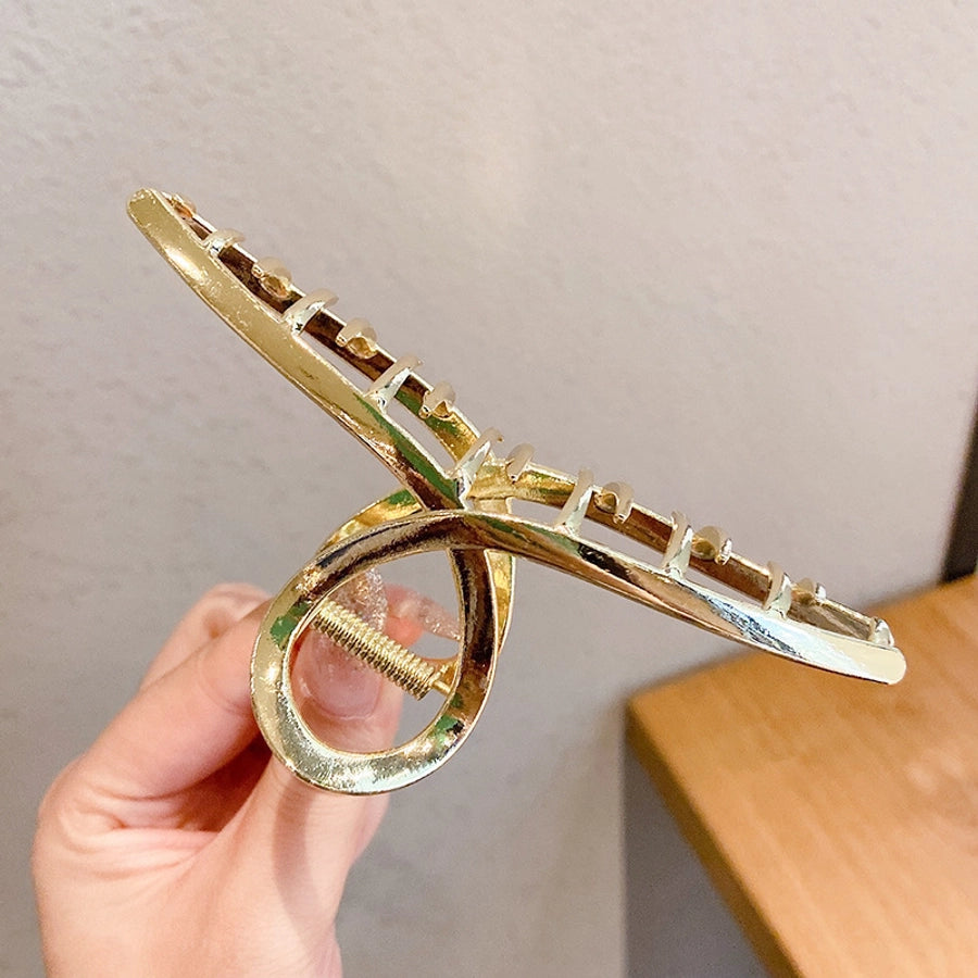 simple style solid color alloy resin hollow out hair claws