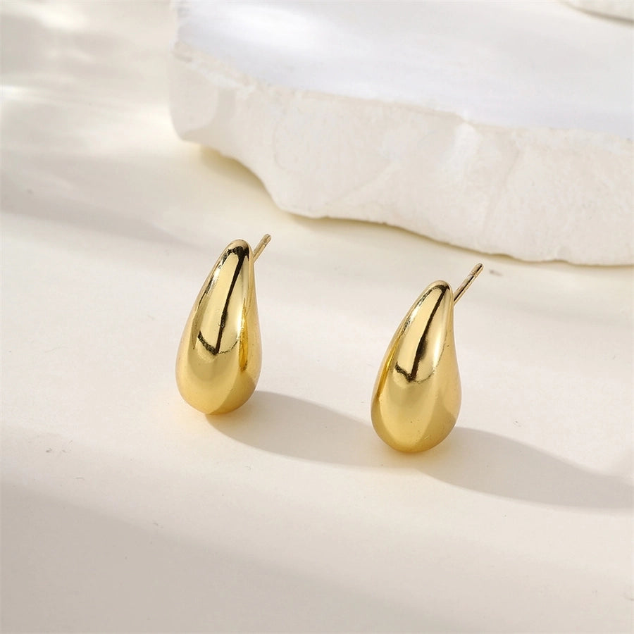 1 Pair Casual Simple Style Water Droplets 304 Stainless Steel 18K Gold Plated Ear Studs