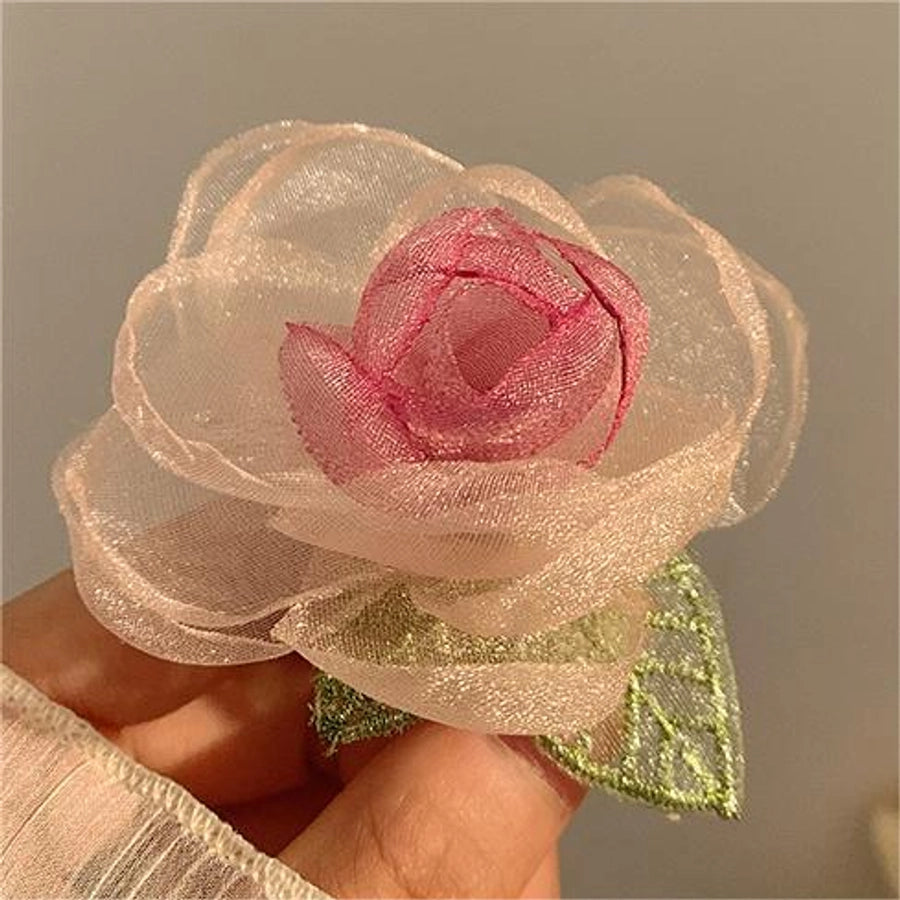 Women's Princess Sweet Rose Mixed materials Hair Clip Hair Tie