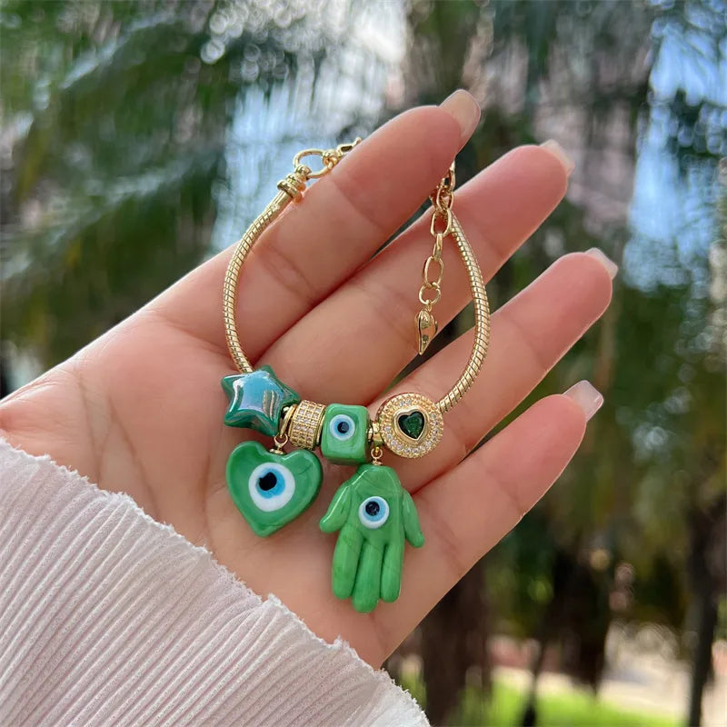 Copper Inlay Devil's Eye Zircon Bracelets