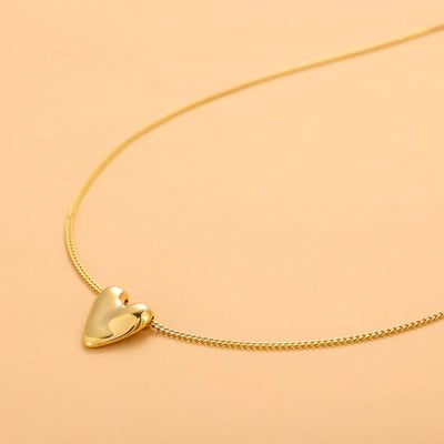 Jewelry Simple Style Heart Shape 304 Stainless Steel Zircon 18K Gold Plated Pendant Necklace