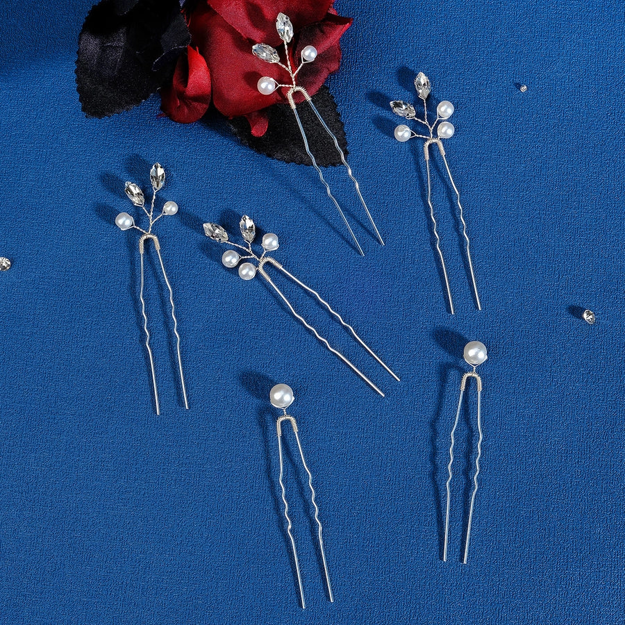 retro geometric alloy crystal pearl insert comb