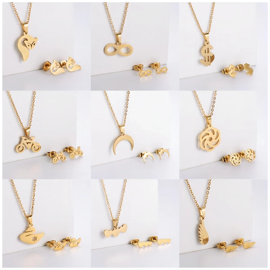 Jewelry Simple Style Classic Style Infinity Dollars Butterfly 304 Stainless Steel Jewelry Set