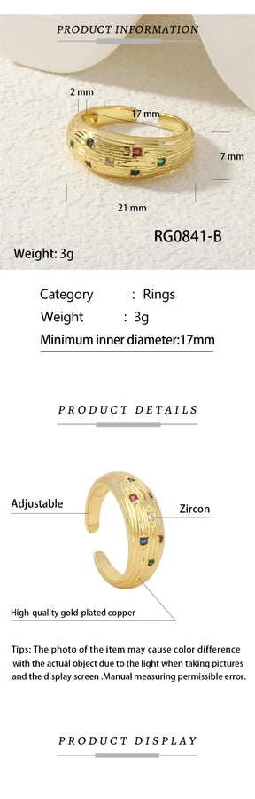 Jewelry Vintage Style Classic Style Geometric Lines Copper Zircon Open Rings