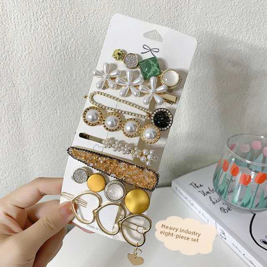 TikTok Pearl hairpin set Korean version of ten-piece set factory direct Japanese and Korean  Net Red Pearl hairpin set