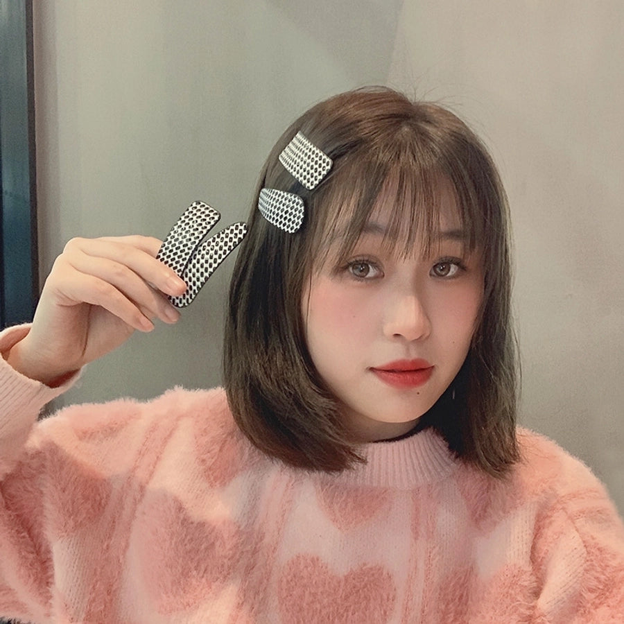 new word clip flashing diamond checkerboard pattern hairpin hair accessories