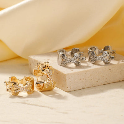 1 Pair Glam Luxurious Korean Style Geometric Inlay Copper Zircon K Gold Plated Ear clip