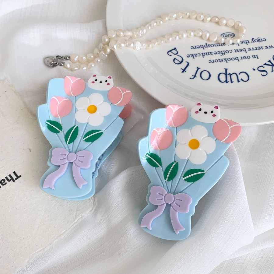 Women's Casual Elegant Streetwear Floral Acetic acid sheets Hair Claws