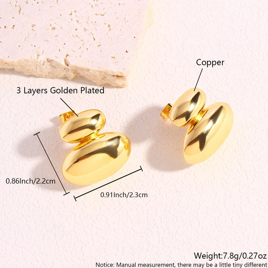 1 Pair Simple Style Classic Style Solid Color Plating Copper 18K Gold Plated Gold Plated Ear Studs