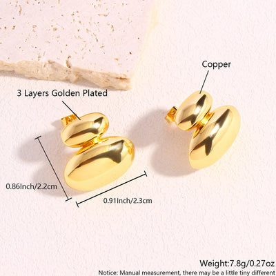 1 Pair Simple Style Classic Style Solid Color Plating Copper 18K Gold Plated Gold Plated Ear Studs