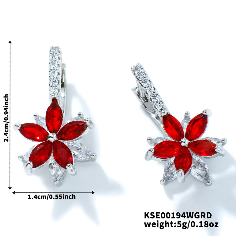 1 Pair Artistic Shiny Geometric Inlay Copper Zircon K Gold Plated Drop Earrings