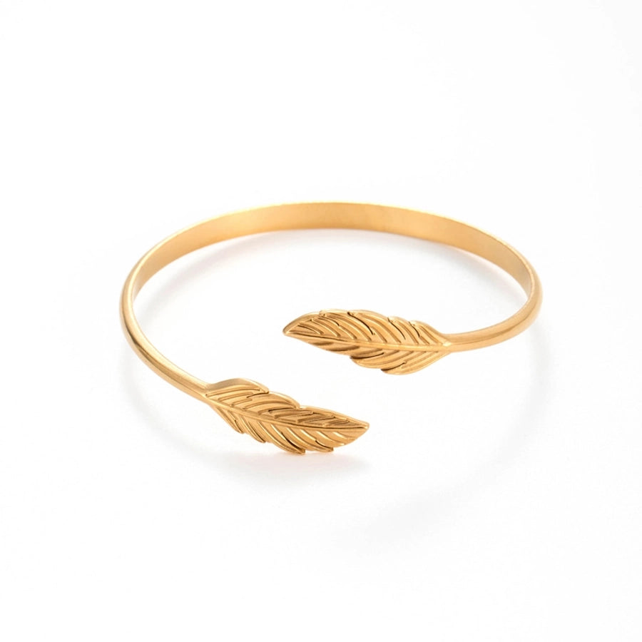 Vintage Style French Style Rabbit Leaf 304 Stainless Steel Cuff Bracelets In Bulk