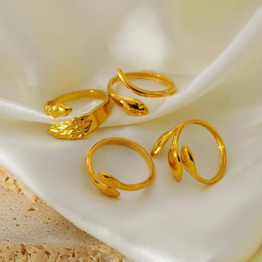 Jewelry Elegant Simple Style Snake 304 Stainless Steel 18K Gold Plated Open Rings
