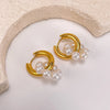 1 Pair French Style Geometric Pearl chain 304 Stainless Steel 18K Gold Plated Drop Earrings